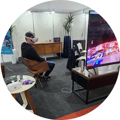 Child using virtual reality glasses